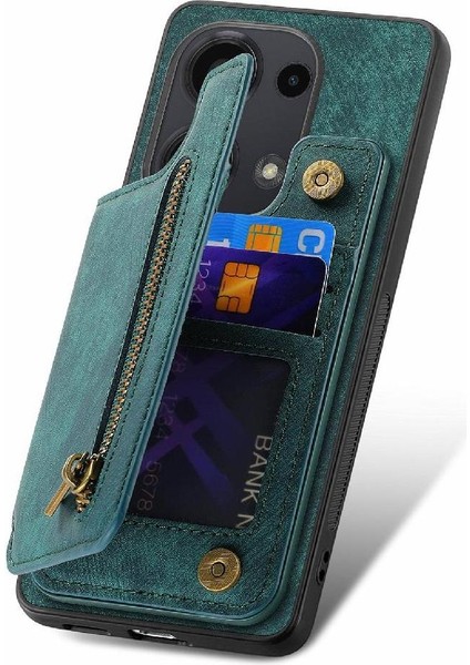 Xiaomi Redmi Için Not 13 Pro 4g Vintage Fermuar Cüzdan Standı Fonksiyonu (Yurt Dışından)