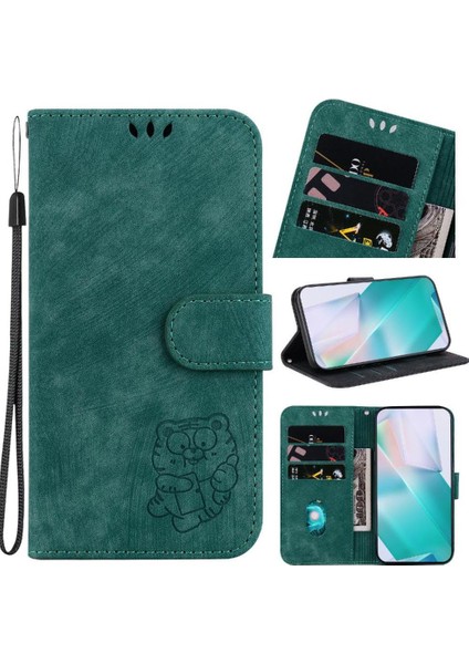 Tecno Camon 30 Premier Kabartmalı Sevimli Kaplan Flip Folio Kart Kapak Için Kılıf (Yurt Dışından)