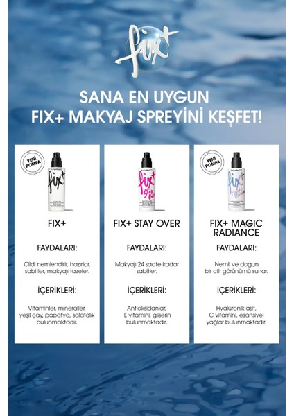 FIX+ Magic Radiance Işıltılı Görünüm Sağlayan Makyaj Sabitleyici Sprey 100 ml