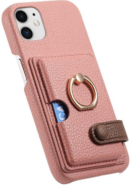 IPhone 11 Premium Dokulu Deri Halka Standı Kart Yuvaları Için Kılıf (Yurt Dışından) fırsatları