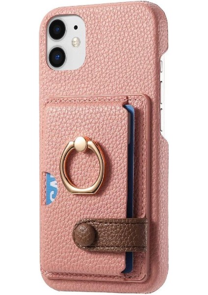 IPhone 11 Premium Dokulu Deri Halka Standı Kart Yuvaları Için Kılıf (Yurt Dışından) indirimleri