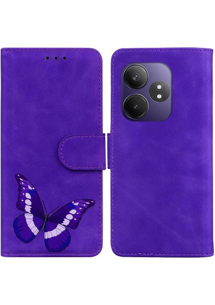 Realme Gt 6t Için Flip Case Cüzdan Flip Folio Kapak Kelebek Renk Baskılı (Yurt Dışından)