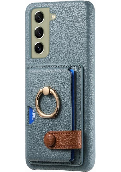 Samsung Galaxy S21 Fe Premium Dokulu Deri Kart Yuvaları Halka (Yurt Dışından)
