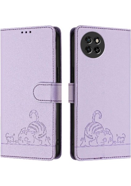 Itel S23 Kart Yuvası Tutucu Için Kılıf Kickstand Cüzdan Kapak Çevirin Kedi Rfıd (Yurt Dışından)