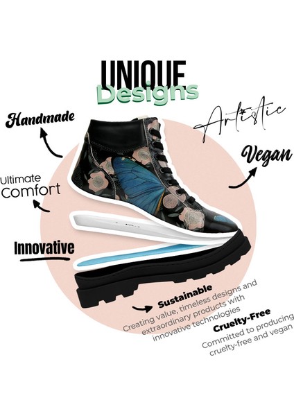 Kadın Vegan Deri Siyah Bot - Be the Change Tasarım