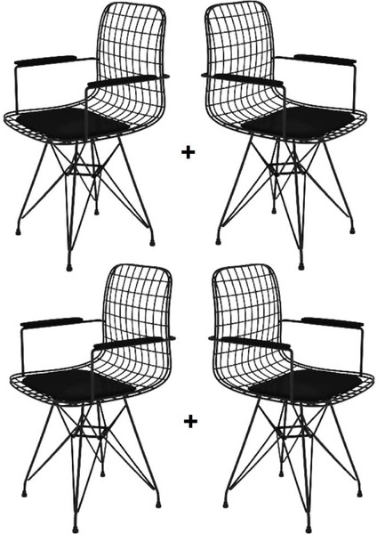 Knsz kafes tel sandalyesi 4 lü mazlum syhsyh kolçaklı ofis cafe bahçe mutfak