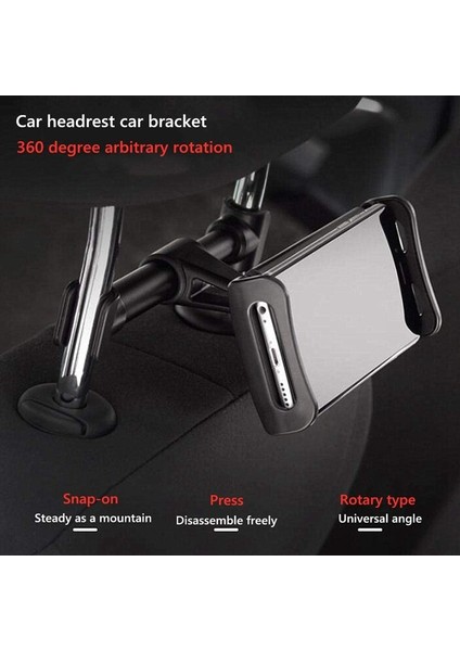 Sumı-Tap Araç Arka Yastık 360 Rotasyon Araç Tablet Telefon Tutacağı Tutucu Standı Ipad 2/3/4 Hava Pro 4-11 Inç (Yurt Dışından) modelleri