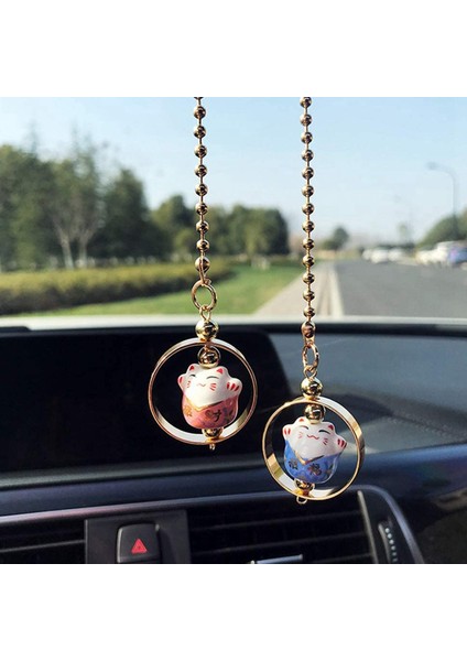 2x Şanslı Kedi Araba Aksesuarları Seramik Heykeli Kolye Seramik Şanslı Kedi Araba Kolye Araba Dikiz Aynası Araba Kolye (Yurt Dışından) indirimleri