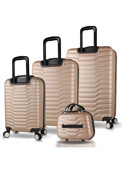 Croc Abs Kabin Orta Büyük ve Makyaj Boy Gold 4'lü Travel Valiz Seti fiyatları