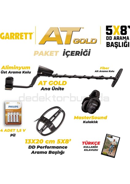 At Gold Altın Dedektörü - 5x8'' Dd Başlıkla x Pointer 1 Avantajlı Paket