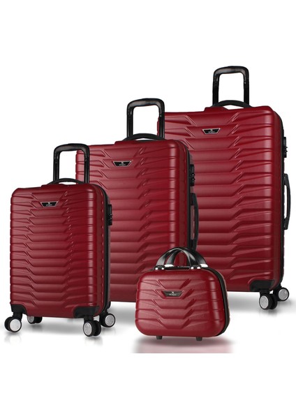 Croc Abs Kabin Orta Büyük ve Makyaj Boy Bordo 4'lü Travel Valiz Seti fiyatları