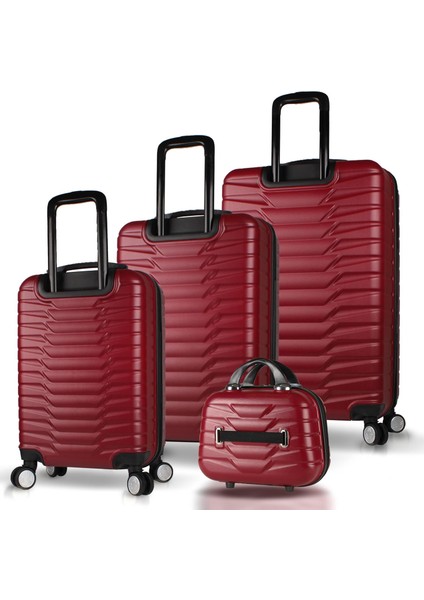 Croc Abs Kabin Orta Büyük ve Makyaj Boy Bordo 4'lü Travel Valiz Seti modelleri