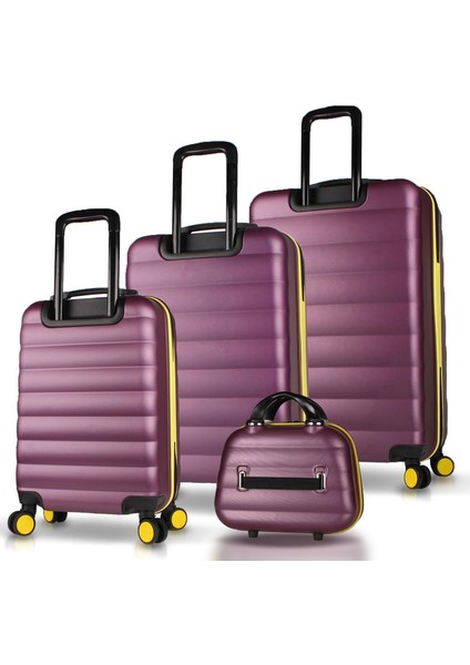 Colors Abs Kabin Orta Büyük ve Makyaj Boy Mürdüm 4'lü Travel Valiz Seti fiyatları