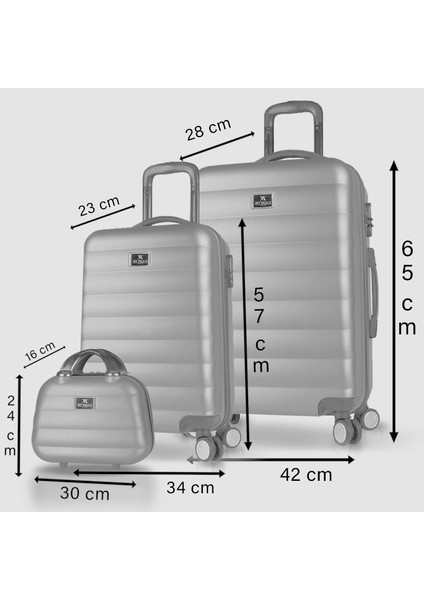 Colors Abs Makyaj Kabin ve Orta Boy Gri 3'lü Valiz Seti fırsatları