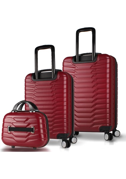 Croc Abs Makyaj Kabin ve Orta Boy Bordo 3'lü Valiz Seti fiyatları