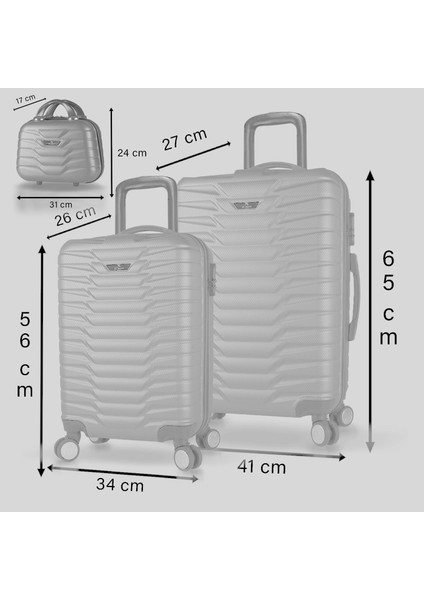 Croc Abs Makyaj Kabin ve Orta Boy Bordo 3'lü Valiz Seti fırsatları