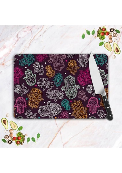 Cam Kesme Tahtası ve Sunum Tablası Hamsa Desenli fırsatları