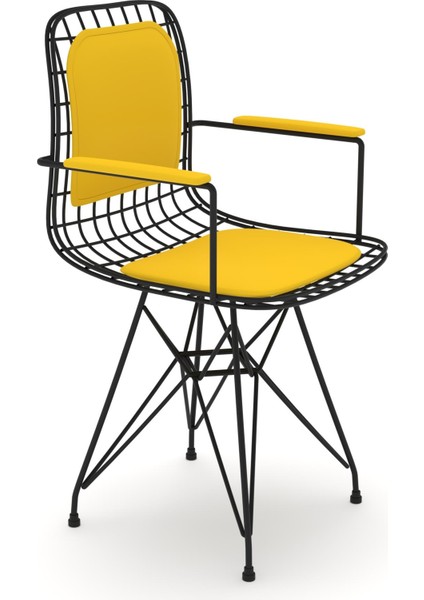 Knsz kafes tel sandalyesi 1 li mazlum syhsrı kolçaklı sırt minderli ofis cafe bahçe mutfak