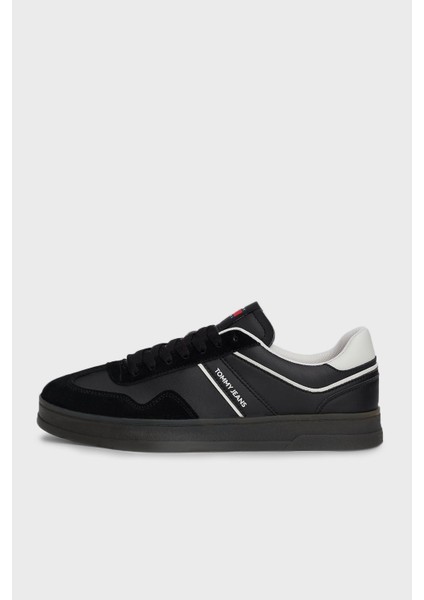 Logolu Deri Karışımlı Sneaker Ayakkabı Erkek Ayakkabı EM0EM01462 Bds modelleri