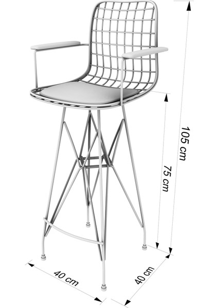 Knsz kafes tel bar sandalyesi 1 li zengin syhbonar kolçaklı 75 cm oturma yüksekliği ofis cafe bahçe mutfak indirimleri