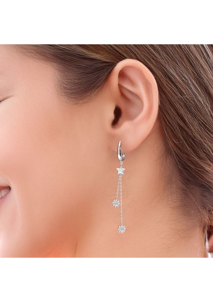 Yıldız Sallantılı Tohum Beyaz Gümüş Küpe fiyatları