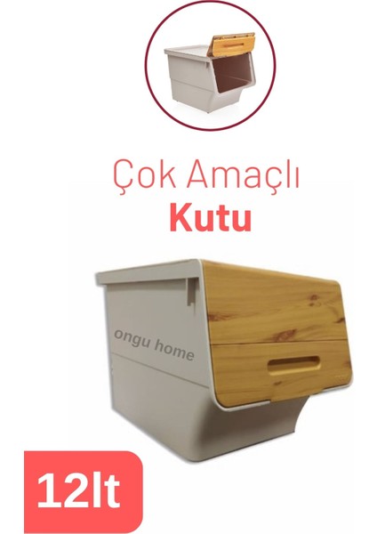 Tekerlekli Çok Amaçlı Patateslik Soğanlık Sebzelik ve Oyuncak Kutusu 12LT. Bambu 1 Adet