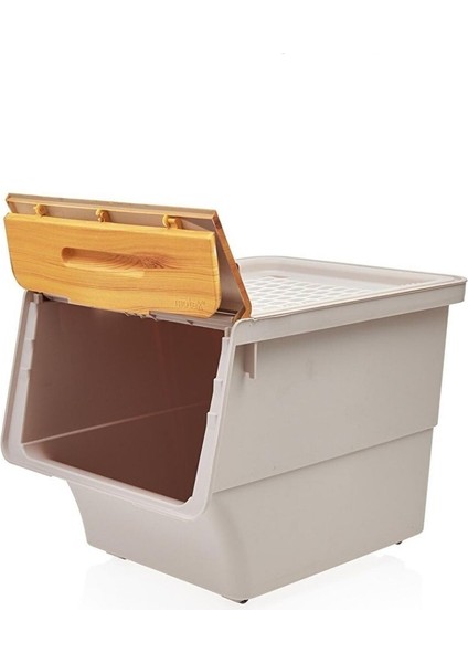 Organizer Çok Amaçlı Kutu Bambu Tekerlekli Patateslik Soğanlık Kutusu (3X12LT) fiyatları