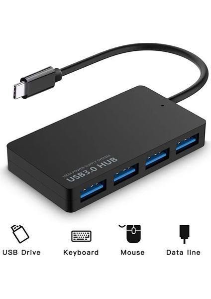 Type C USB 3.0 4 Port USB 3.0 Çoğaltıcı Hub Yüksek Hızlı Veri Aktarım