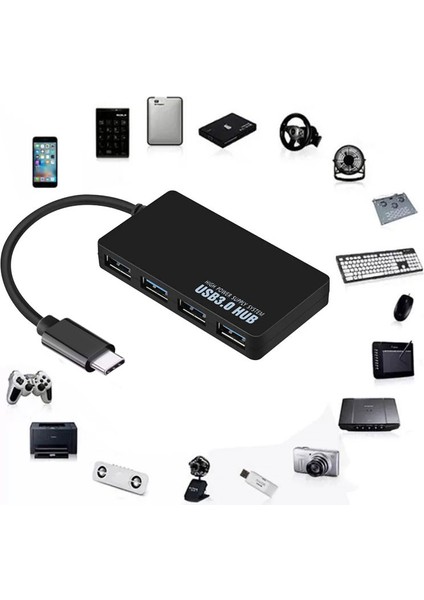 Type C USB 3.0 4 Port USB 3.0 Çoğaltıcı Hub Yüksek Hızlı Veri Aktarım