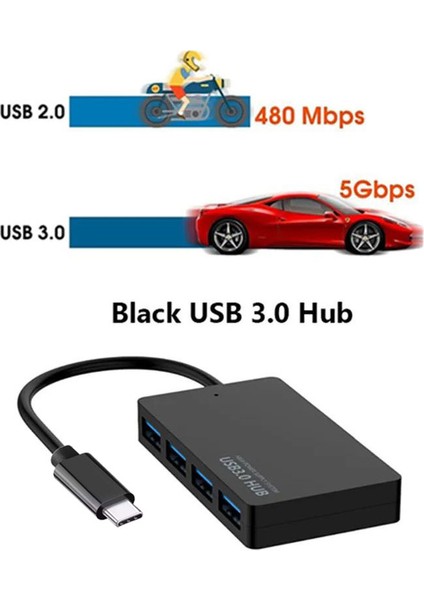 Type C USB 3.0 4 Port USB 3.0 Çoğaltıcı Hub Yüksek Hızlı Veri Aktarım