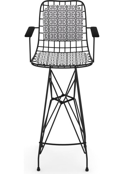 Knsz kafes tel bar sandalyesi 1 li zengin syhtalen kolçaklı sırt minderli 75 cm oturma yüksekliği ofis cafe bahçe mutfak