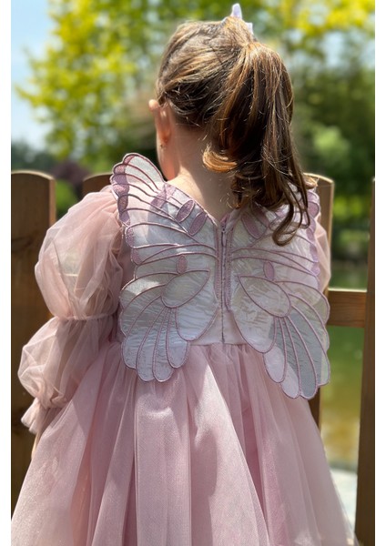 Kız Bebek Kız Çocuk Doğum Günü Parti Düğün Elbise Tüllü Tütü Astarlı Çocuk Giyim bebek giyim Elbise Uzun Kanatlı modelleri