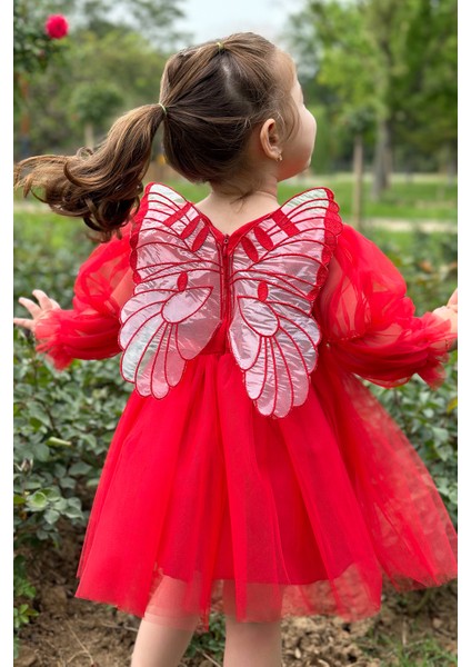 Kız Bebek Kız Çocuk Doğum Günü Parti Düğün Elbise Tüllü Tütü Astarlı Çocuk Giyim bebek giyim Elbise Uzun Kanatlı