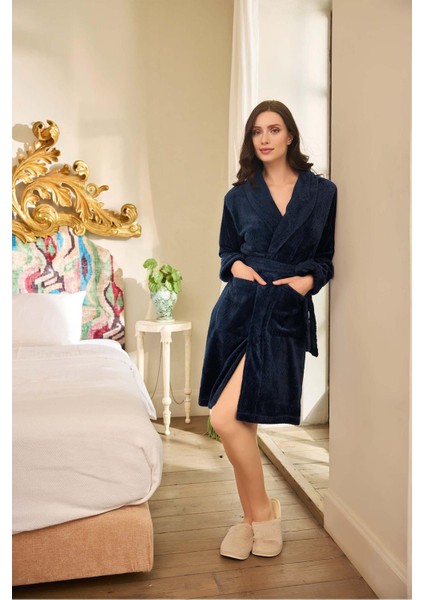 Kadın Utku Polar Lacivert Sabahlık 0704