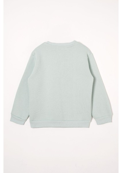 Yazı Baskılı Mint Renk Kız Çocuk Sweat modelleri