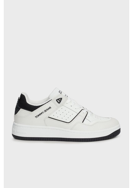 Logolu Tırtıklı Kalın Taban Deri Karışımlı Sneaker Ayakkabı Erkek Ayakkabı EM0EM01464 Ybl
