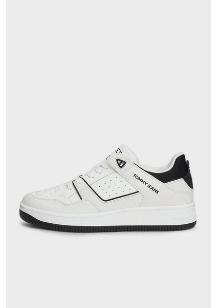 Logolu Tırtıklı Kalın Taban Deri Karışımlı Sneaker Ayakkabı Erkek Ayakkabı EM0EM01464 Ybl