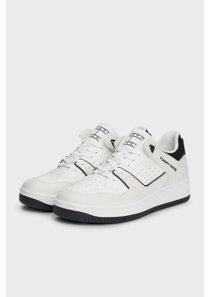 Logolu Tırtıklı Kalın Taban Deri Karışımlı Sneaker Ayakkabı Erkek Ayakkabı EM0EM01464 Ybl
