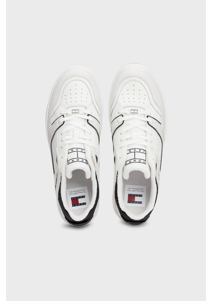 Logolu Tırtıklı Kalın Taban Deri Karışımlı Sneaker Ayakkabı Erkek Ayakkabı EM0EM01464 Ybl
