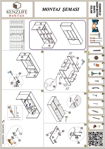 Kenzlife hazır mutfak honnor22 gri 060*120*22 mutfak banyo dolabı kapaklı raflı indirimleri