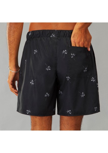 Erkek Kısa 15 Inç Deniz Şortu/boardshort - Siyah - Desenli - Palmito 100