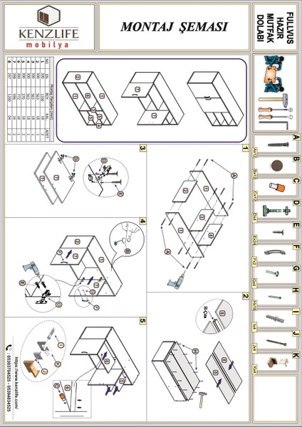 Kenzlife hazır mutfak fulvus22 gri 060*120*22 mutfak banyo dolabı kapaklı raflı indirimleri