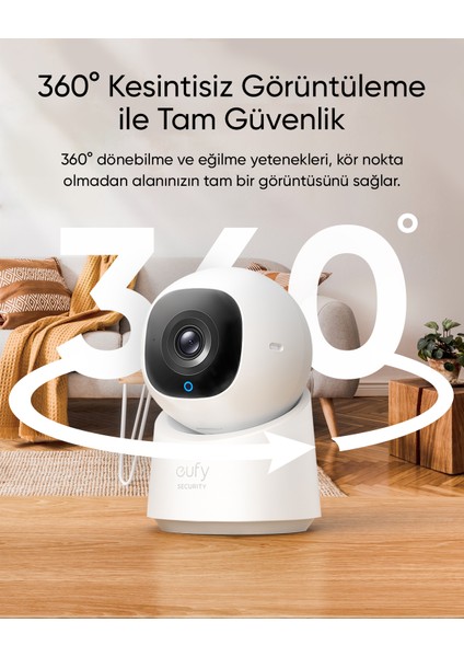 Eufy Security C210 360 Derece Dönebilen IP Kamera - 1080P HD Netlik - T8419 (Anker Türkiye Garantili)