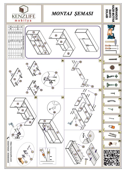 Kenzlife hazır mutfak mirandus32 gri 060*120*32 mutfak banyo dolabı kapaklı raflı indirimleri