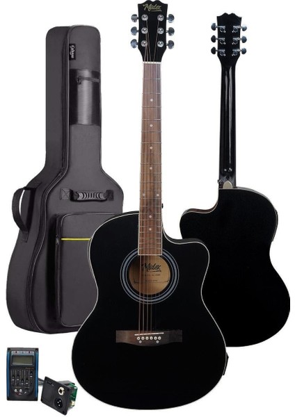 XC-300XBK-EQ Profesyonel Siyah Elektro Akustik Gitar 4/4 Yetişkin Üst Segment (Gigbag Çanta Tuner Capo Askı Jak Kablo Pena)