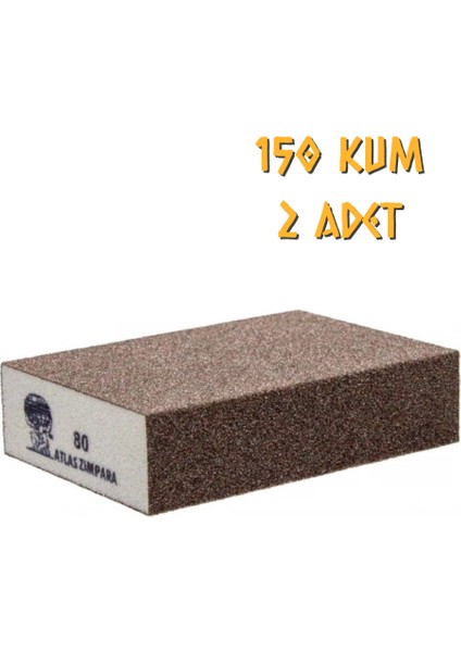 Sünger Zımpara - Kalın 4 Taraflı - 150 Kum - 2 Adet