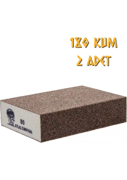 Sünger Zımpara - Kalın 4 Taraflı - 180 Kum - 2 Adet