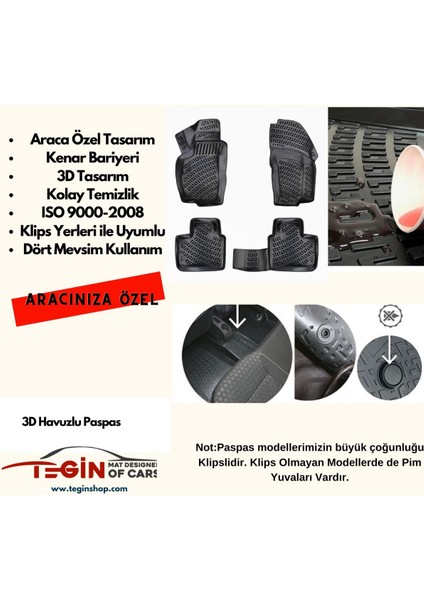 Opel Corsa C 3D Havuzlu Paspas 2002 Siyah