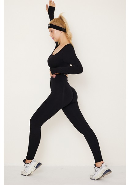 Kalçası Büzgülü Push Up Kalça Şekillendirici Tayt Seamless Fitness Yoga Yüksek Bel Spor Tayt