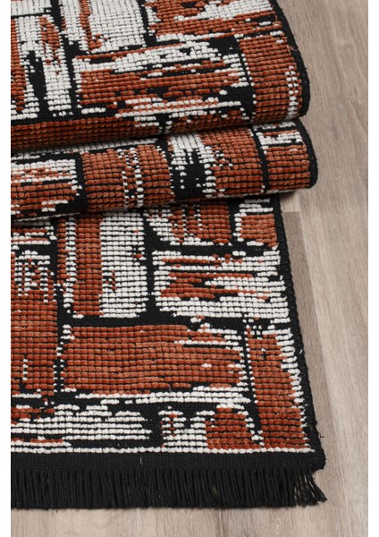 Kaymaz Taban Yıkanabilir Oturma Odası Salon Çocuk Odası Mutfak Chenille Kilim 282 Kiremit